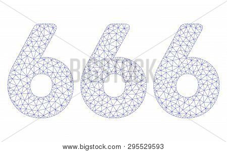 Mesh 666 Digits Text Polygonal 2d Illustration. Abstract Mesh Lines And Dots Form Triangular 666 Dig