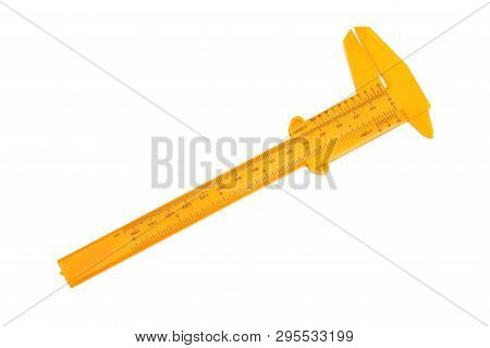 Yellow Calliper Closeup Isolated On White Background