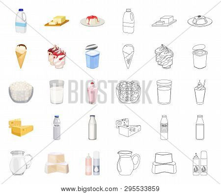 Milk Product Cartoon, Outline Icons In Set Collection For Design.milk And Food Vector Symbol Stock W