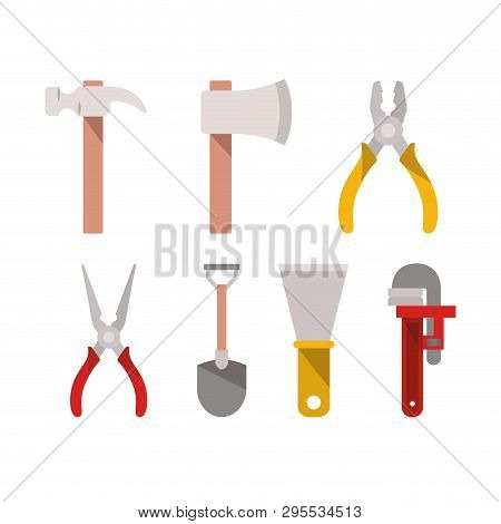 Construction Tools Set Items Vector Illustration Design