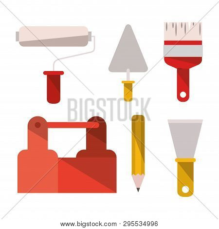 Construction Tools Set Items Vector Illustration Design
