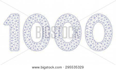 Mesh 1000 Digits Text Polygonal 2d Illustration. Abstract Mesh Lines And Dots Form Triangular 1000 D