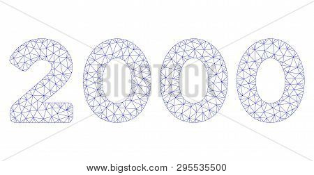 Mesh 2000 Digits Text Polygonal 2d Illustration. Abstract Mesh Lines And Dots Form Triangular 2000 D