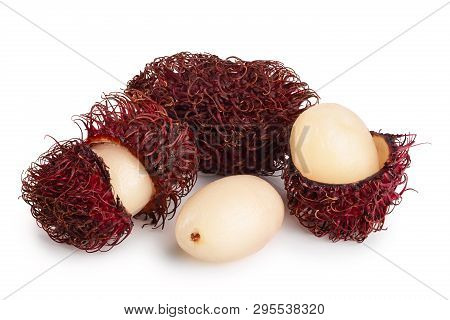 Rambutan Isolated On White Background. Tropical Fruit. Nephelium Lappaceum