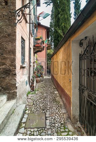 Narrow Street Of The Ancient Village Albogasio - Oria, Is Part Of The Municipality Of Valsolda, In T