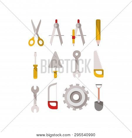 Construction Tools Set Items Vector Illustration Design