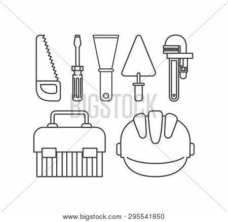 Construction Tools Set Items Vector Illustration Design