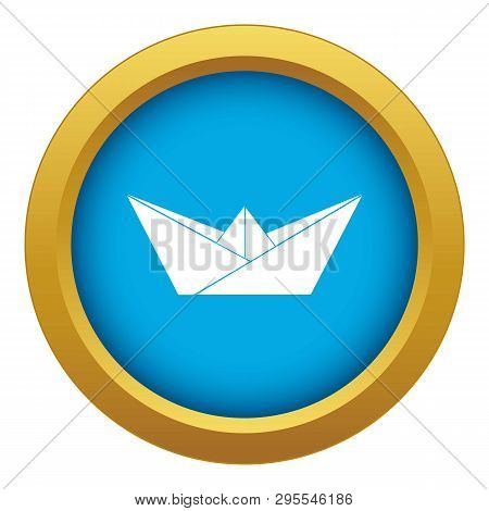 Origami Boat Icon Blue Isolated On White Background For Any Design