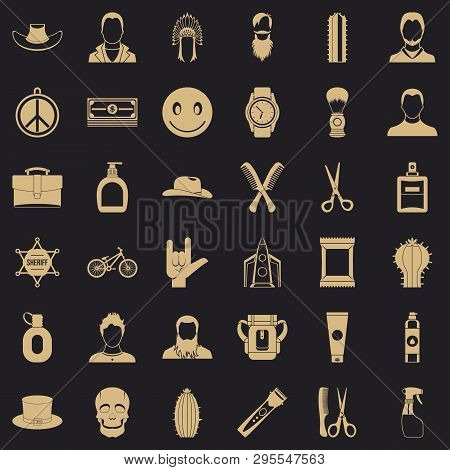Hairdresser Icons Set. Simple Style Of 36 Hairdresser Icons For Web For Any Design