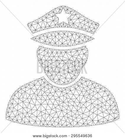 Mesh Army Sergeant Polygonal Icon Illustration. Abstract Mesh Lines And Dots Form Triangular Army Se