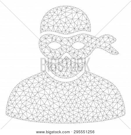 Mesh Anonimious Thief Polygonal Icon Illustration. Abstract Mesh Lines And Dots Form Triangular Anon