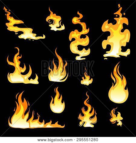 Cartoon Fire Flame Sheet Sprite Animation Vector Set. Illustration Of Fire Motion Animation, Hot Fla