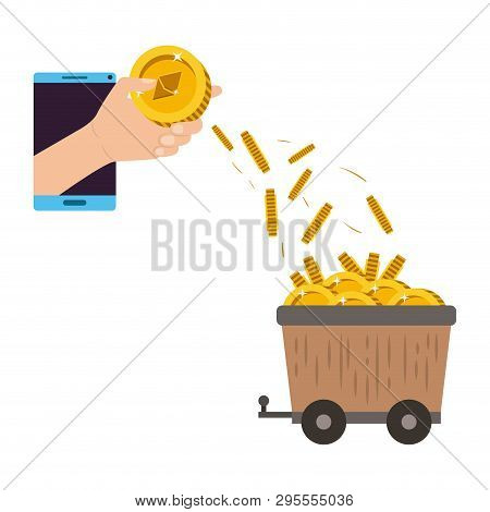 Cryptocurrency Etherum Coins Set Icons Vector Illustration Design