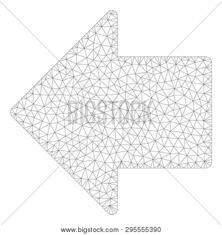 Mesh Arrow Left Polygonal 2d Illustration. Abstract Mesh Lines And Dots Form Triangular Arrow Left. 