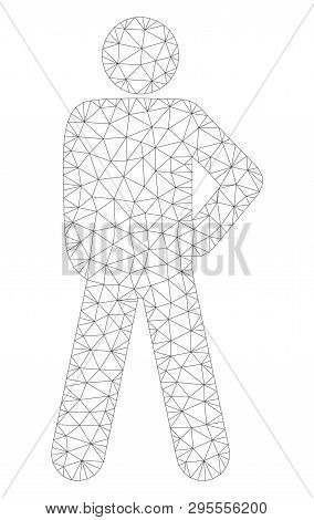 Mesh Audacity Pose Polygonal 2d Illustration. Abstract Mesh Lines And Dots Form Triangular Audacity 