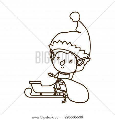 Elf With Sleigh Avatar Chatacter Vector Illustration Design