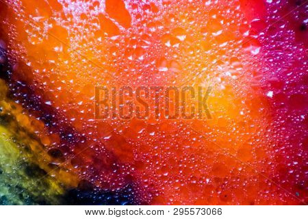 Blurred Colorful Light And Shadow Red Orange Yellow Of Oil Surface Texture