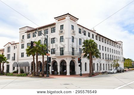 SANTA BARBARA, CALIFORNIA - APRIL 11, 2019: Finneys Crafthouse, a Brick-lined gastropub with a copper bar featuring unique eats, local beer on tap and craft cocktails.