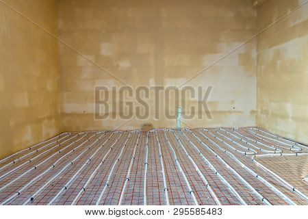 Close Up On Water Floor Heating System Interior