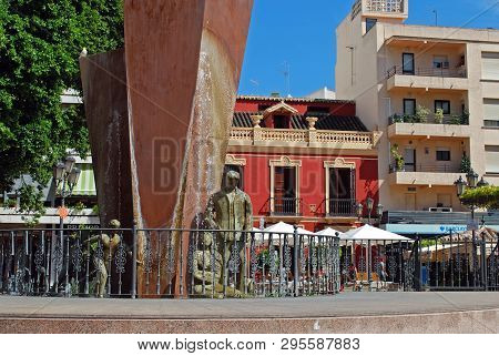 Fuengirola, Spain - June 7, 2008 - Fountain In Constitution Square (plaza De La Constitucion), Fueng