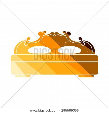 King-size Bed Icon. Flat Color Design. Vector Illustration.