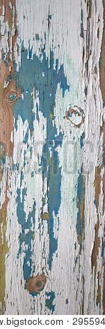 Old Wooden Board With Cracks And The Exfoliated Paint