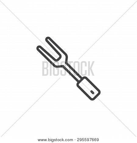 Bbq Fork Line Icon. Linear Style Sign For Mobile Concept And Web Design. Carving Fork Outline Vector