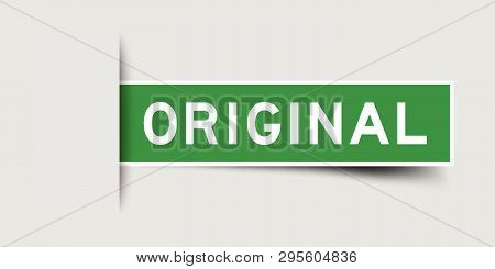 Square Seal Green Color Sticker In Word Original Insert On Gray Background