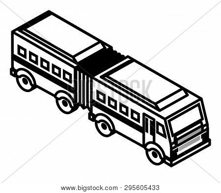 Articulated Bus Transport Isometric Icon Vector Illustration Design