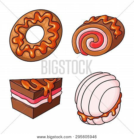 Vector Illustration Of Dessert And Sweet Icon. Set Of Dessert And Food Stock Vector Illustration.