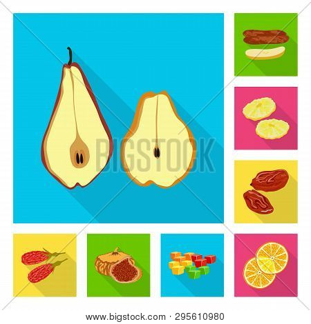 Vector Illustration Of Fruit And Dried  Icon. Set Of Fruit And Food  Stock Symbol For Web.