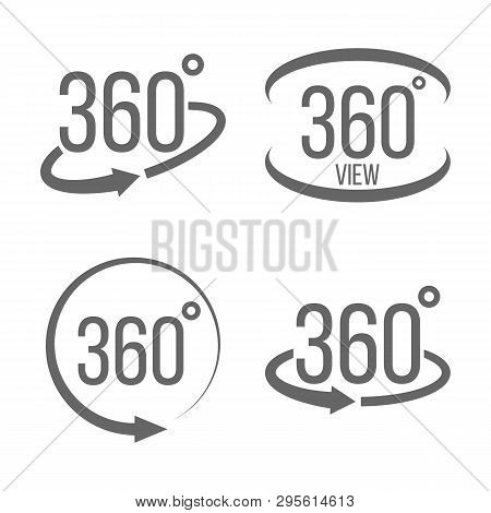 Creative Vector Illustration Of 360 Degrees View Related Sign Set Isolated On Transparent Background