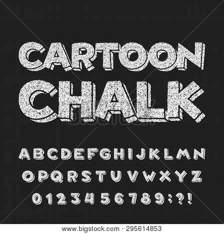 Cartoon Chalk Alphabet Font. Hand Written Comic Letters And Numbers. Stock Vector Typescript.