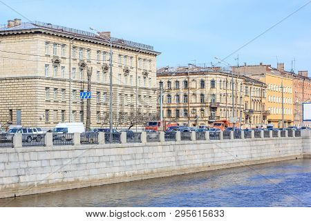 Obvodny Canal In St. Petersburg. Quay Bypass Channel. Russia, St. Petersburg, April 12, 2018