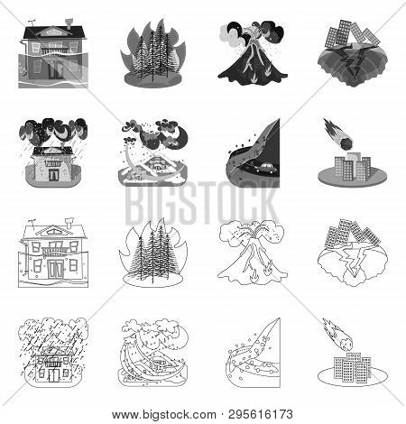 Isolated Object Of Weather And Distress Symbol. Collection Of Weather And Crash Vector Icon For Stoc