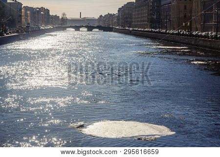 Obvodny Canal In St. Petersburg. Quay Bypass Channel. Russia, St. Petersburg, April 12, 2018