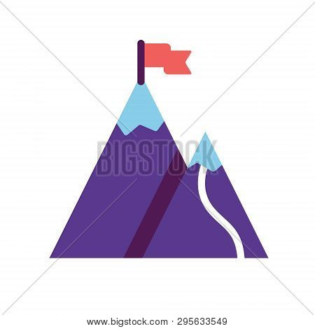 Modern Core Values Icon With A Top And A Flag On It - Goals Achieving Concept - Isolated On White Ba