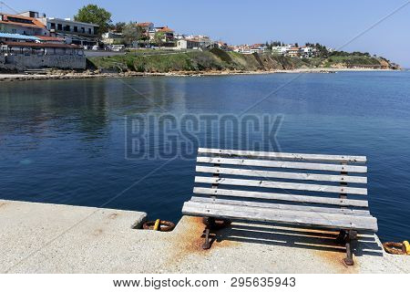 Nea Fokea, Kassandra,  Greece - March 31, 2019: Panorama Of Town Of Nea Fokea, Kassandra, Chalkidiki