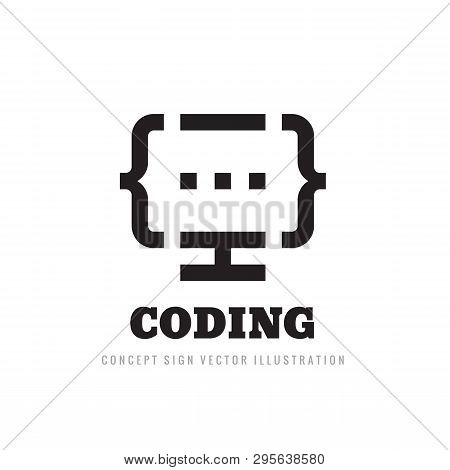 Programming Coding - Vector Business Logo Template Vector Illustration. Code Concept Sign. Modern Te