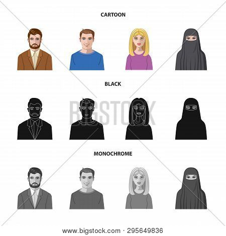 Vector Design Of Hairstyle And Profession  Logo. Set Of Hairstyle And Character  Vector Icon For Sto