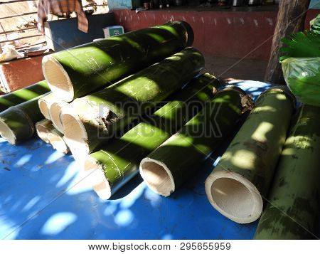 Bamboo Pieces Used To Make Bamboo Chicken Or Bamboo Chicken Biryani Kept For Sale