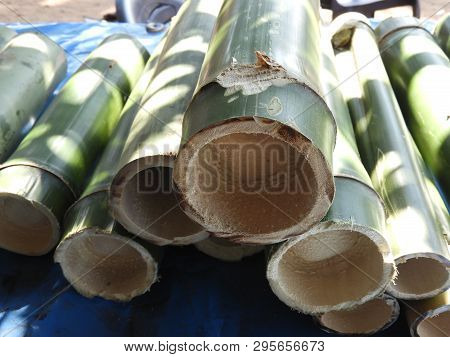 Bamboo Pieces Used To Make Bamboo Chicken Or Bamboo Chicken Biryani Kept For Sale