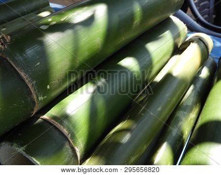 Bamboo Pieces Used To Make Bamboo Chicken Or Bamboo Chicken Biryani Kept For Sale