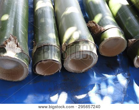 Bamboo Pieces Used To Make Bamboo Chicken Or Bamboo Chicken Biryani Kept For Sale