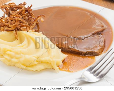 Boiled Veal In Sauce With Mashed Potatoes