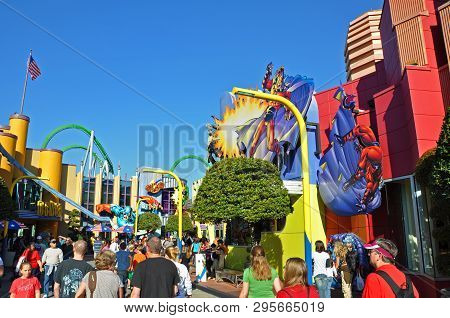 Orlando, Fl, Usa - Dec. 17, 2010: Marvel Super Hero Island In Universal Studios Florida In Orlando, 