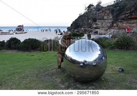 Sydney, Australia - Oct 23, 2018. Tae-geun Yang: Rolling The Earth. Sculpture By The Sea Along The B