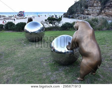 Sydney, Australia - Oct 23, 2018. Tae-geun Yang: Rolling The Earth. Sculpture By The Sea Along The B