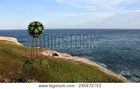 Sydney, Australia - Oct 23, 2018. Elizabeth Kelly: Sargasso Sphere. Sculpture By The Sea Along The B