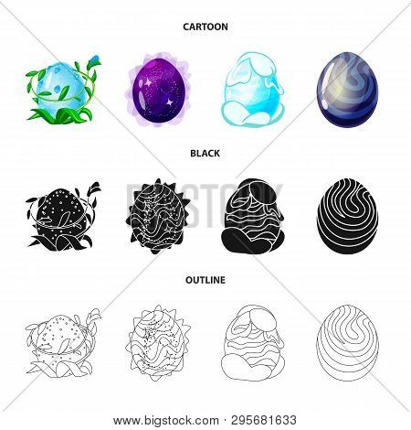 Vector Design Of Animal And Prehistoric Symbol. Set Of Animal And Cute  Vector Icon For Stock.